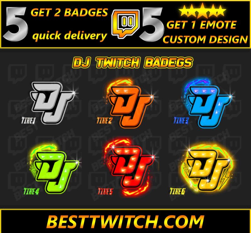 Free DJ Letter Twitch Sub Badges Stylish Music-Themed A-Z Pack