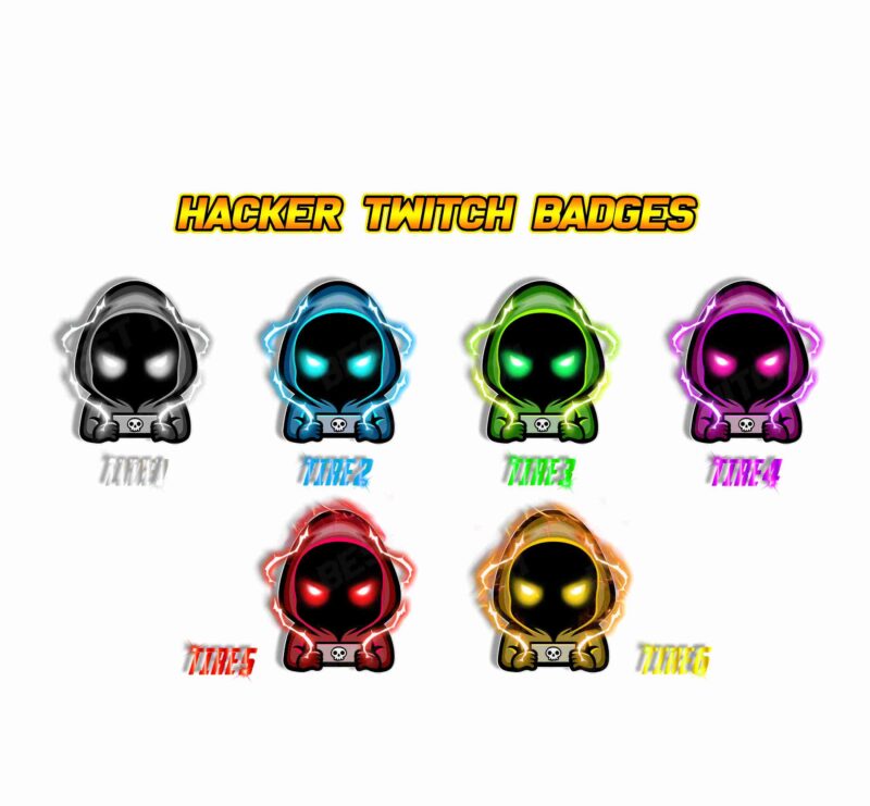 Chibi Ghost Hacker Sub Badges Cute & Spooky Tiered Emotes