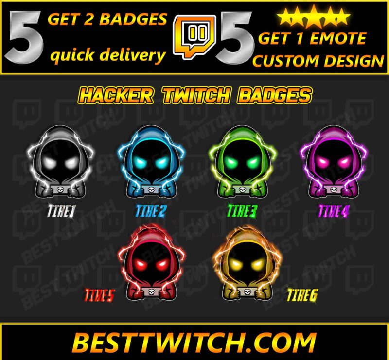 Chibi Ghost Hacker Sub Badges Cute & Spooky Tiered Emotes