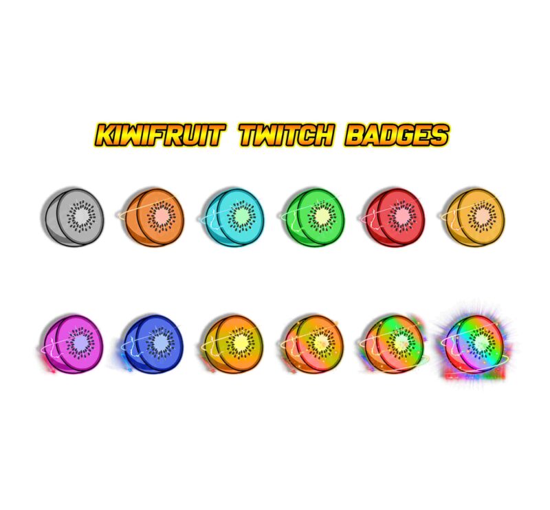 Kiwifruit Twitch Sub Badges Cute Fruit-Themed Loyalty Badges