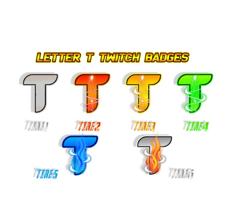 Letter T Twitch Sub Badges T Letter Bits Badges for Twitch
