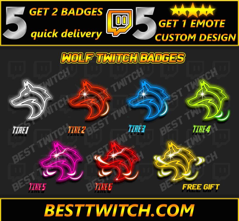 Gray Wolf Twitch Sub Badges Animal-Themed Subscriber Badges
