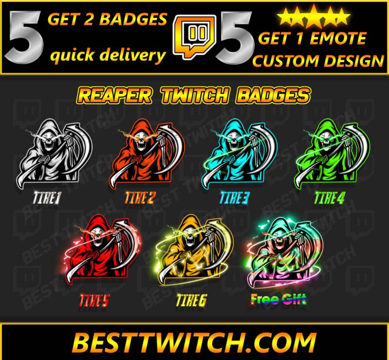 Soul Reaper Twitch Badges Grim Reaper Sub Badges for Twitch, Discord, Kick