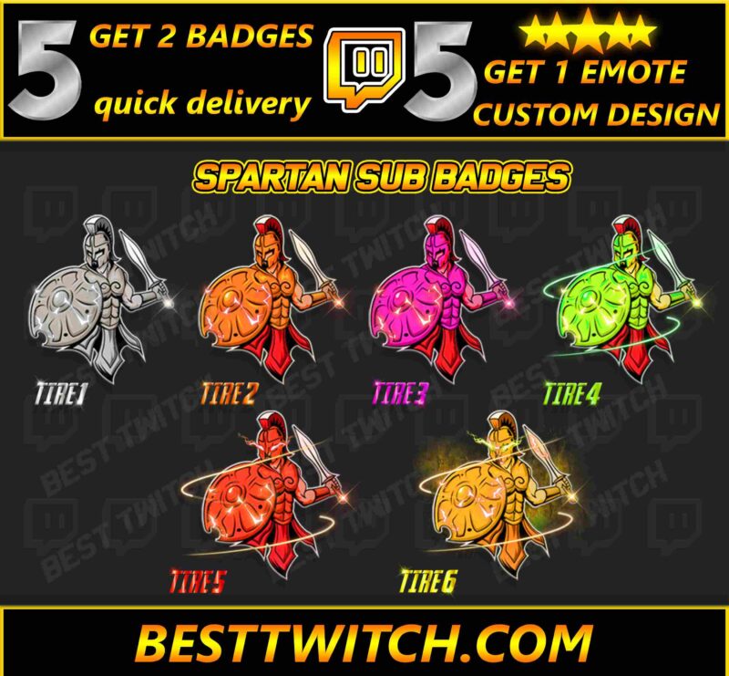 Spartan Twitch Sub Badges Warrior Helmet Loyalty Badges