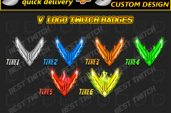 Free V Letter Twitch Badges Minimalist & Gaming Subscriber Icons