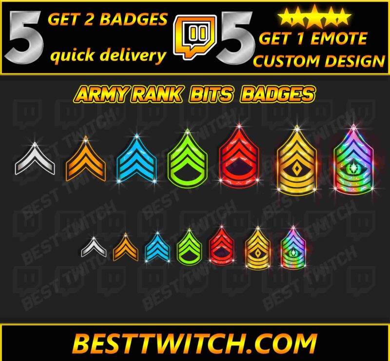 Army Military Rank Badges Tactical Subscriber for Streamers