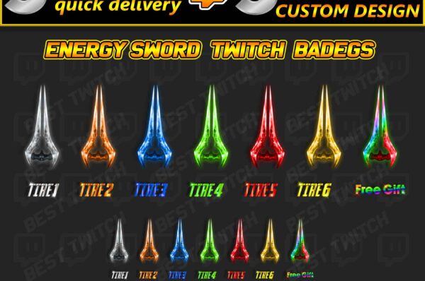 Halo Energy Sword Sub Badges & Emotes Glowing Mythic Weapon