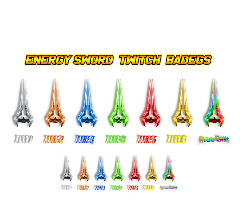 Halo Energy Sword Sub Badges & Emotes Glowing Mythic Weapon