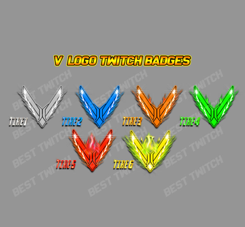 Free V Letter Twitch Badges Minimalist & Gaming Subscriber Icons