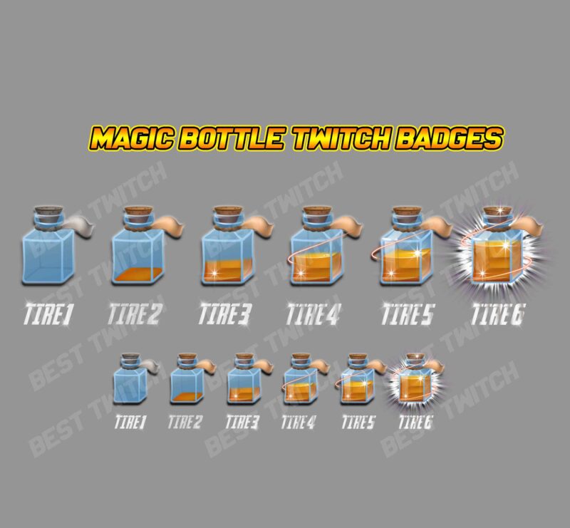 Magic Potion Bottle Twitch Sub Badges Pack Multicolor Magical Badges