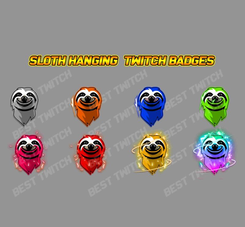 Sloth Hanging Twitch Badges Cute & Chill Subscriber Icons