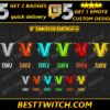 Premium Letter V Metallic Badge Set 6 High-Shine Twitch Sub