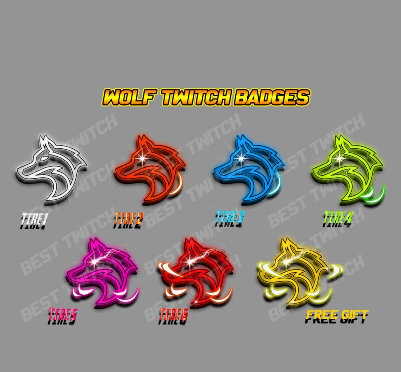 Gray Wolf Twitch Sub Badges Animal-Themed Subscriber Badges