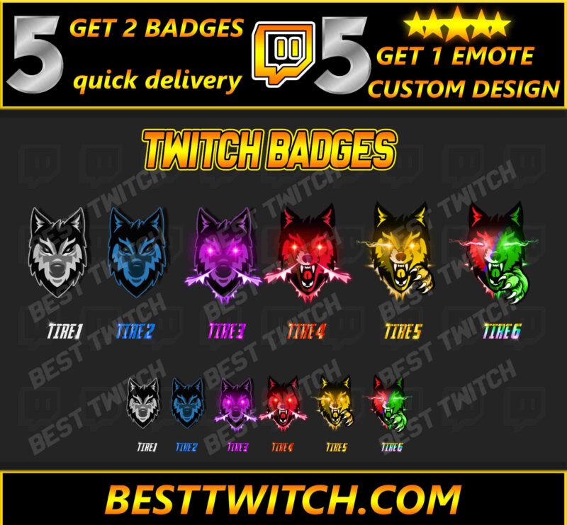 Husky Dog Twitch Sub Badges Adorable Tiered Loyalty Emotes