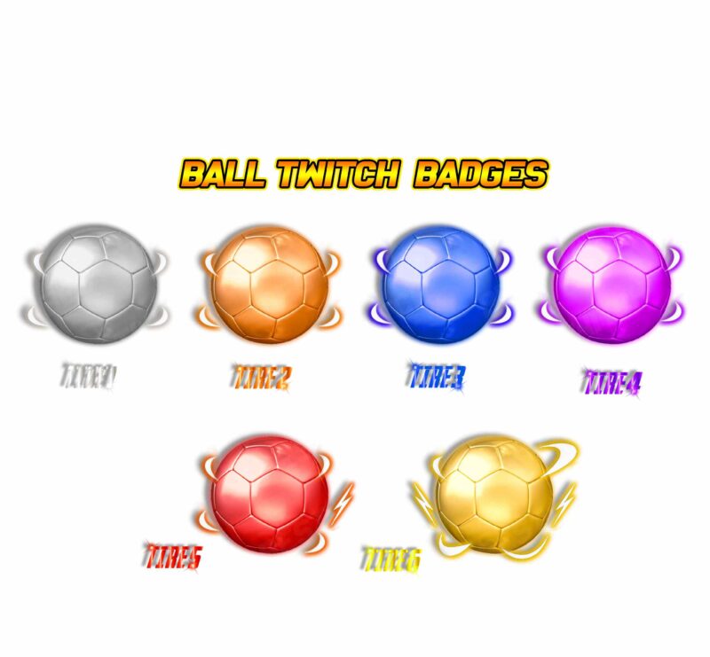 6x Ball Twitch Sub Badges Sporty Tiered Emotes for Football sizes
