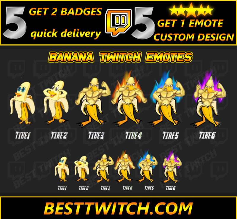 Banana Emotes Hilarious & Expressive Emoji Pack for Twitch
