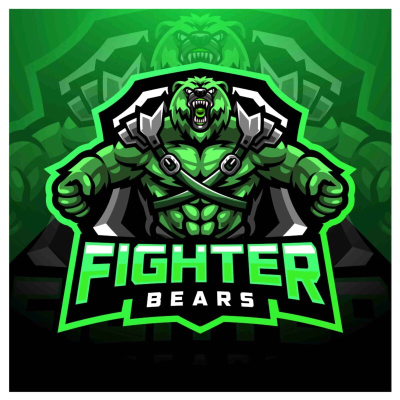 Bear Fighter Esports Logo Fierce Mascot Design for Gaming