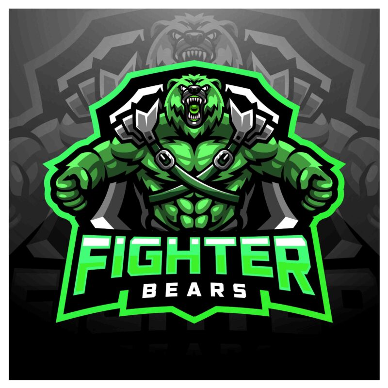 Bear Fighter Esports Logo Fierce Mascot Design for Gaming