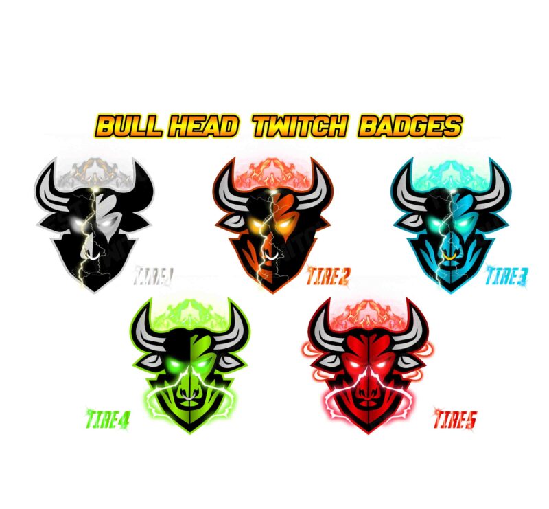 Bull Twitch Sub Badges Fierce & Loyalty-Driven Tiered Emotes