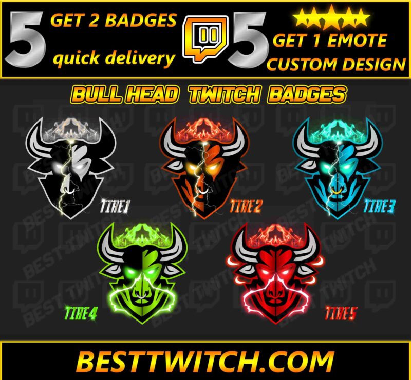 Bull Twitch Sub Badges Fierce & Loyalty-Driven Tiered Emotes