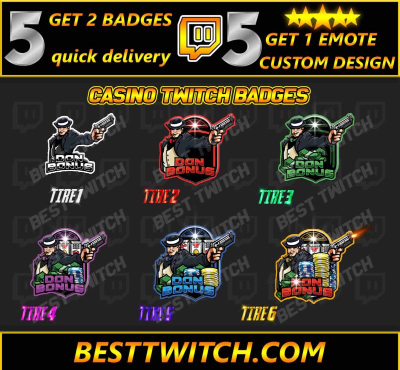 Casino-Themed Twitch Badges High-Roller Subscriber & Bit Emotes