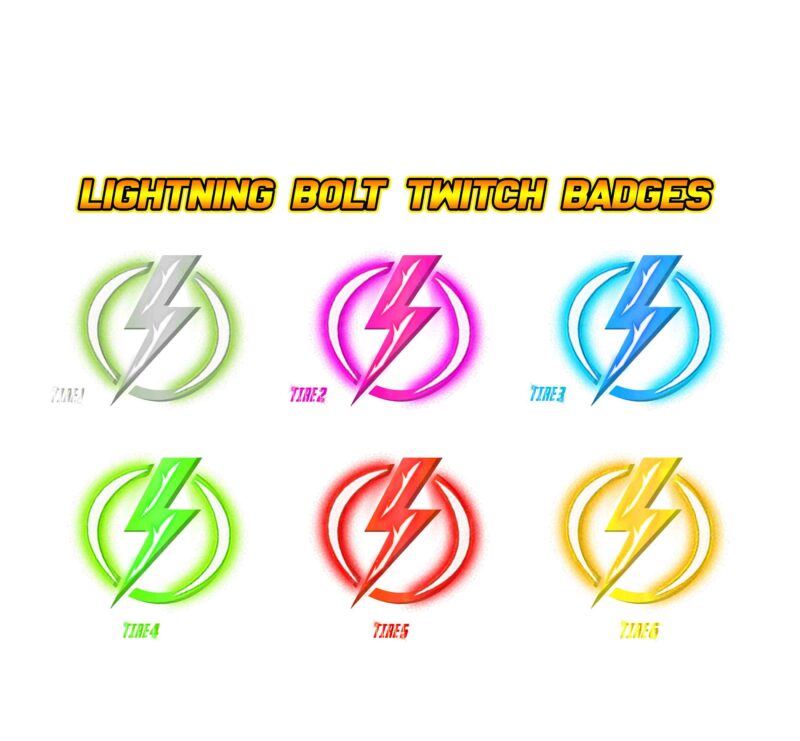 Lightning Bolt Twitch Sub Badges Electrifying Tiered Subscriber Icons