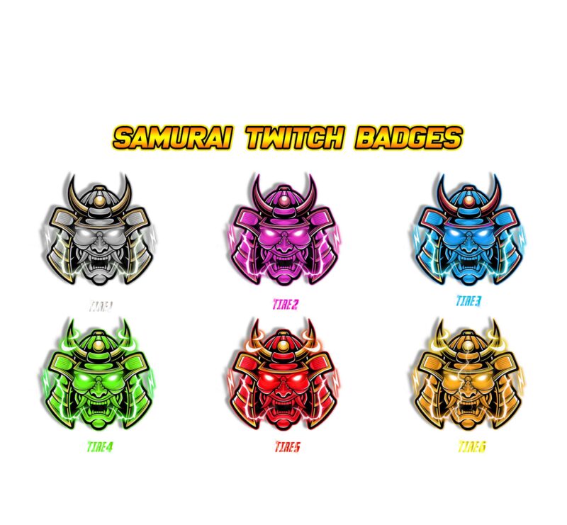 Samurai Electric Effect Twitch Sub Badges Glowing Samurai Helmet
