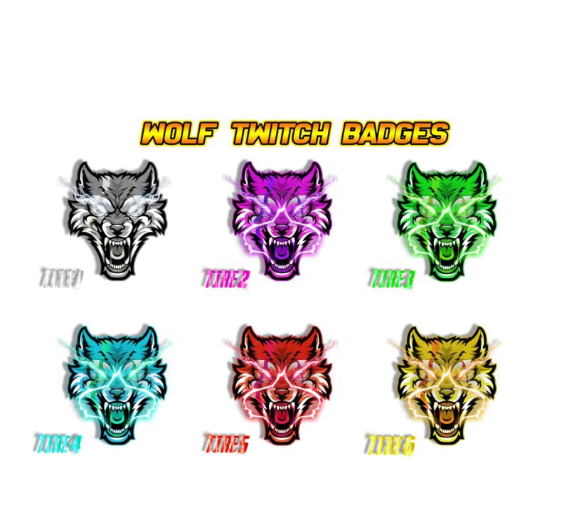Wolf Twitch Sub Badges Fierce & Evolving Loyalty Badges