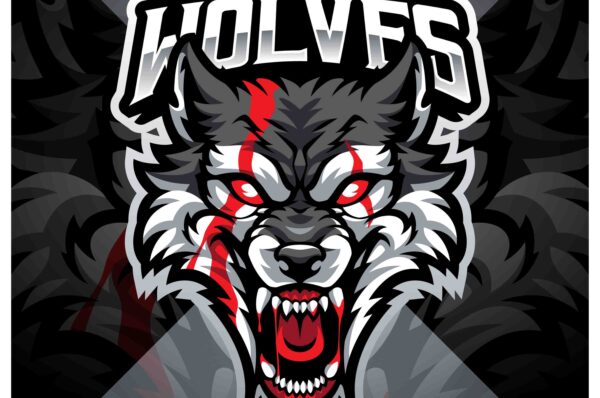 Wolf Mascot Logo Fierce Esports Gaming Logo for Streamers