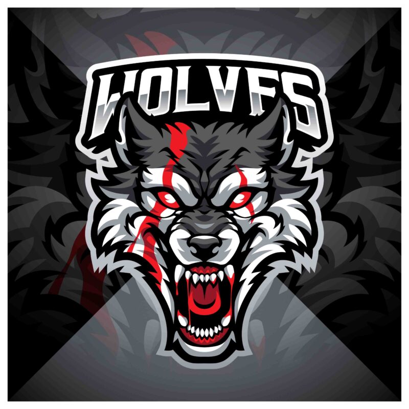 Wolf Mascot Logo Fierce Esports Gaming Logo for Streamers