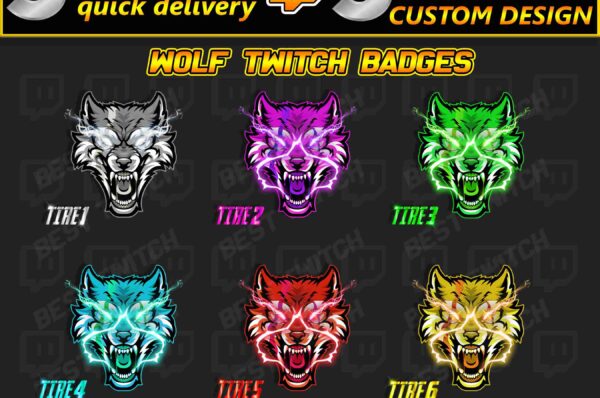 Wolf Twitch Sub Badges Fierce & Evolving Loyalty Badges