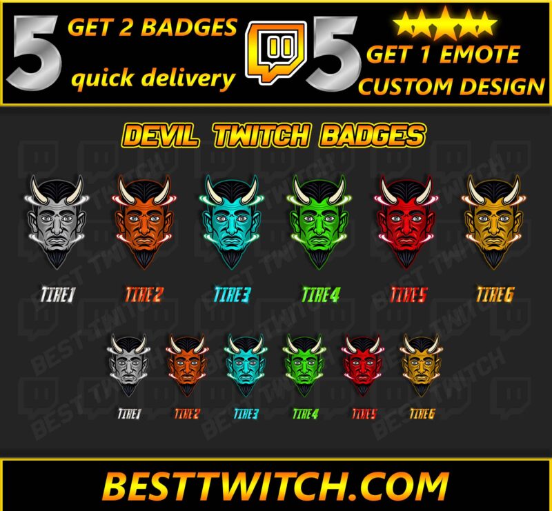 Devil Twitch Sub Badges Custom Tiered Twitch Badges