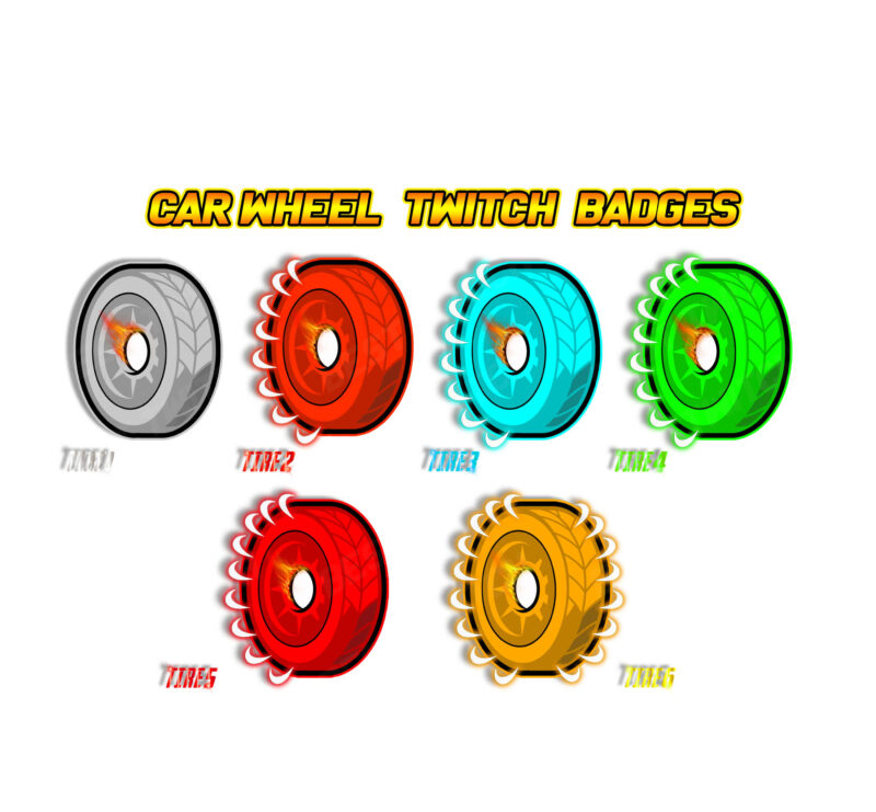 Car Wheel Twitch Sub Badges Custom Tire Subscriber Badges