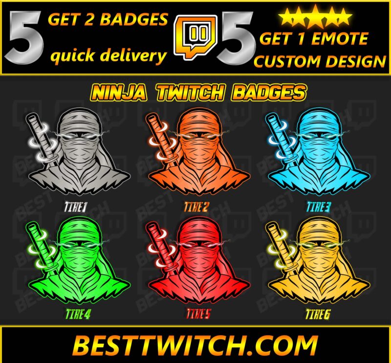 Custom Ninja Twitch Sub Badges – Tiered Set for Streamers