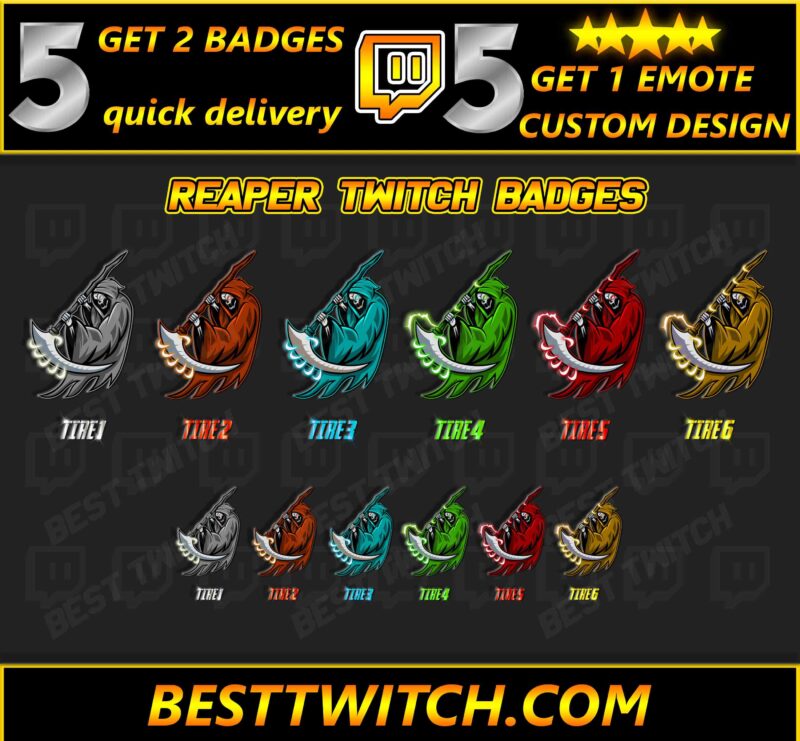 Grim Reaper Sub Badges for Streamers Gamer Channel Loyalty